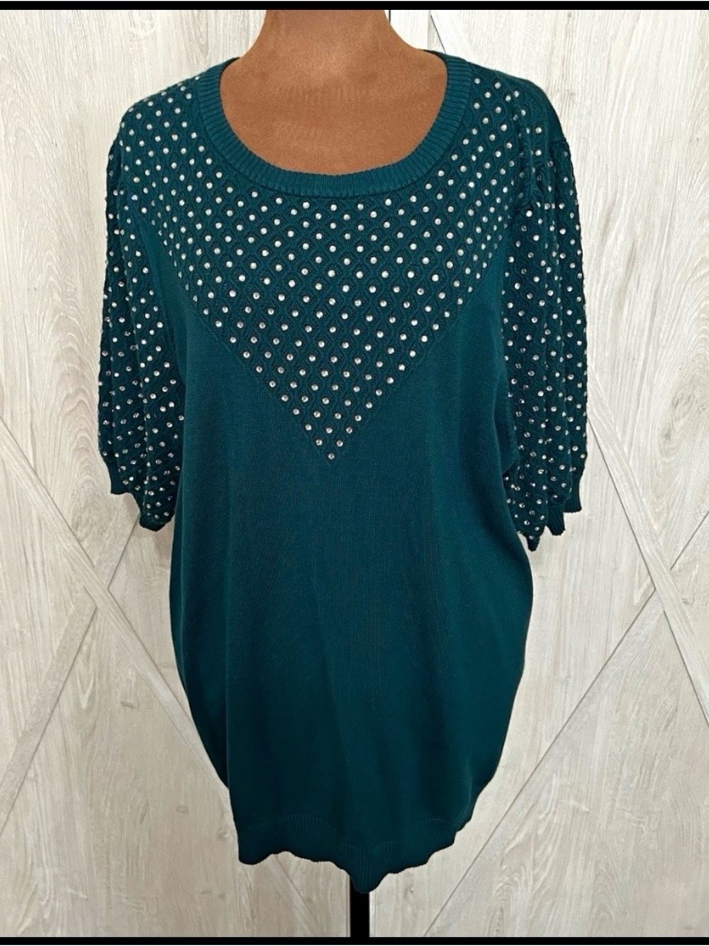 Belldini Teal Studded Knit Pullover size 2X